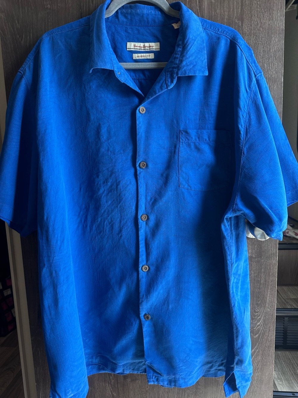 Tommy Bahama Original Fit  Royal Blue Short-Sleeve 100% Silk Button-Down Shirt S